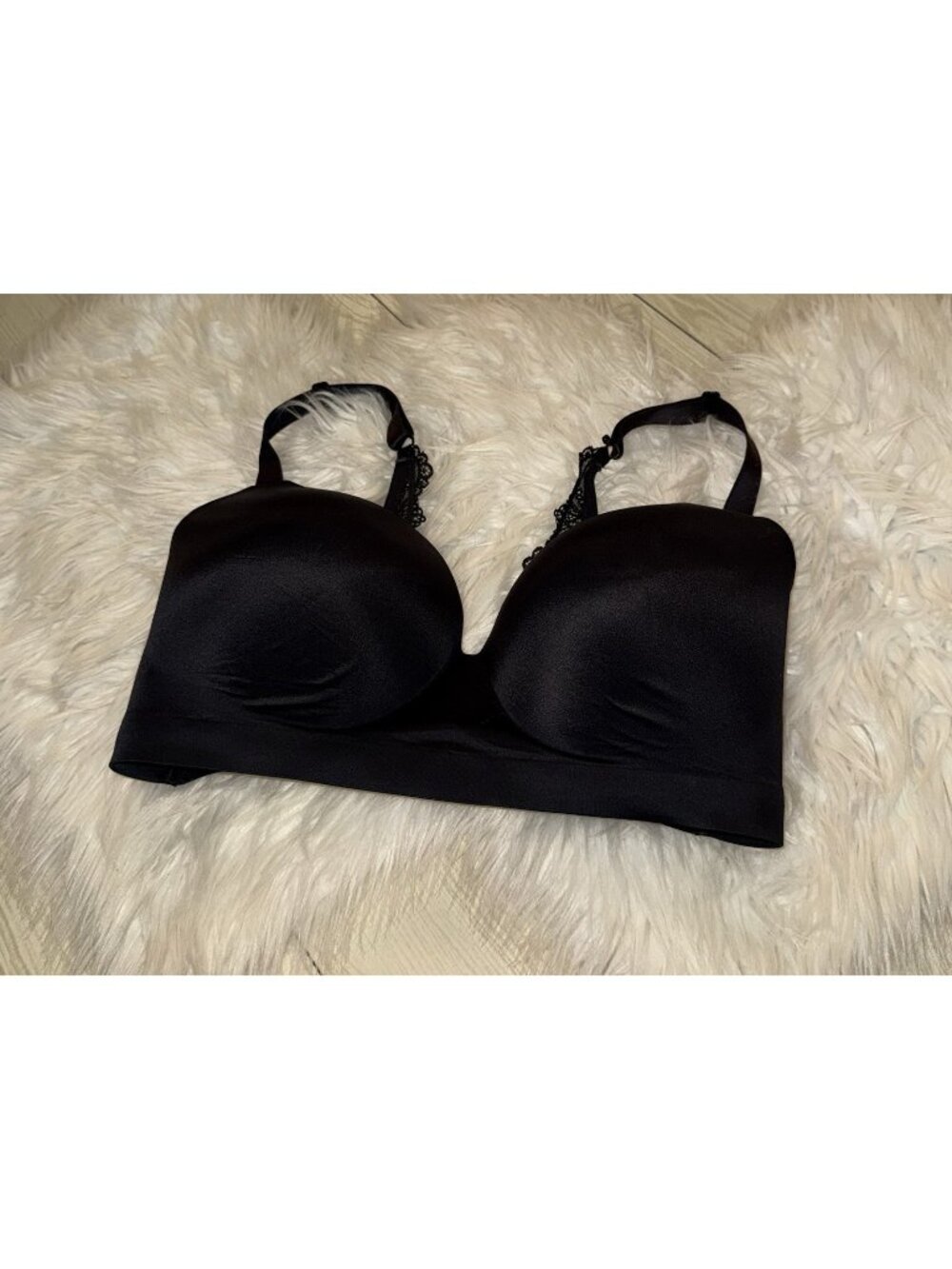 Soma Enbliss Luxe Wireless J-Hook Bra Lined Lace Back Straps Womens 38DD Black
